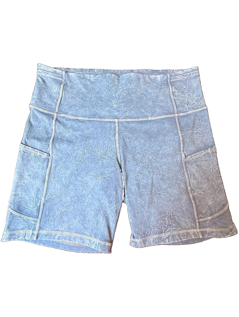 lululemon Women’s Gray Abstract Biker Shorts Pockets Yoga Activewear Size 10
